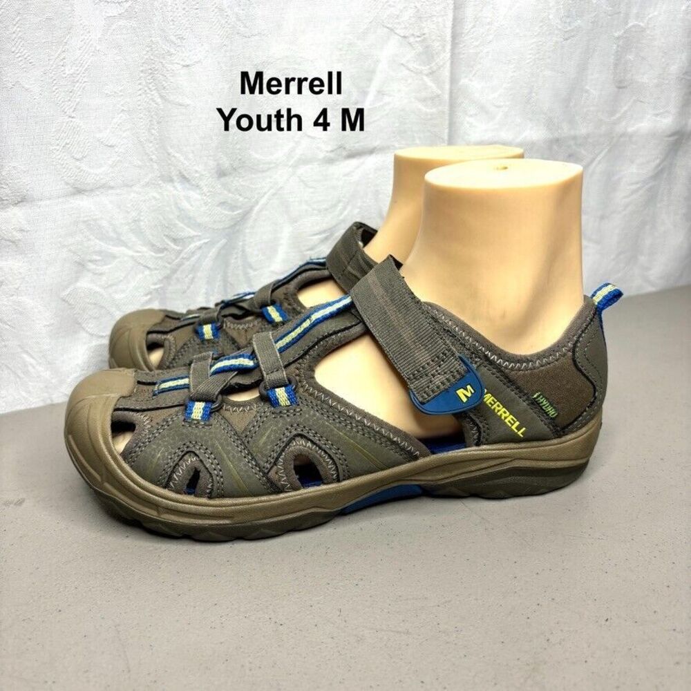 Merrell Hyde Brown Cap Toe Hook & Loop Water Shoe Unisex Youth‎ Size 4 M